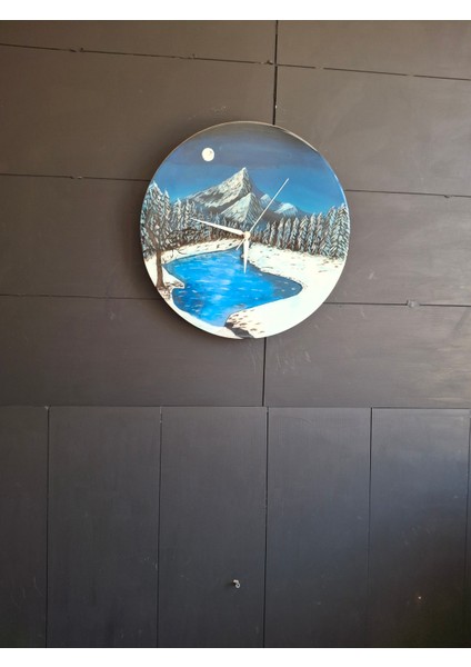 Duvar Saati - 35 cm El Çizimi Epoksi Duvar Saati + Hediye Anahtarlık - Şık Epoksi Duvar Saati - Eşsiz Tasarım - Modern Dekoratif Duvar Saati -Kıştemalı fırsatları