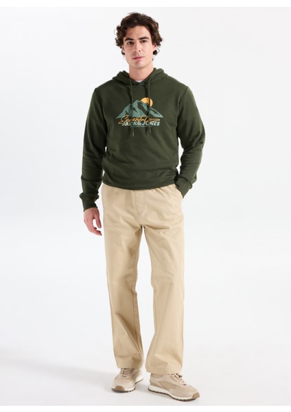 Kapüşon Yaka Koyu Yeşil Erkek Sweatshırt 12278626_JJSUN Sweat Hood fiyatları