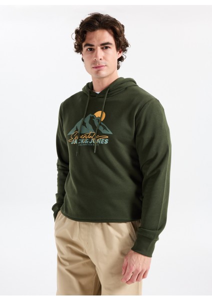 Kapüşon Yaka Koyu Yeşil Erkek Sweatshırt 12278626_JJSUN Sweat Hood modelleri