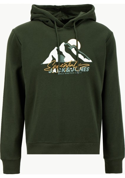 Kapüşon Yaka Koyu Yeşil Erkek Sweatshırt 12278626_JJSUN Sweat Hood