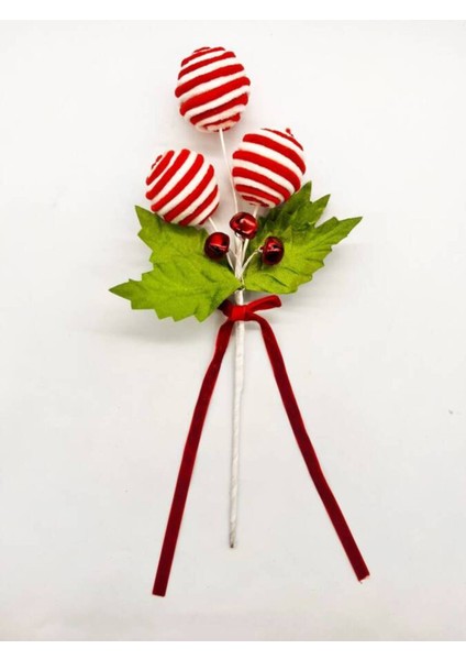 Renkli Yılbaşı Çam Dalı Top Şekerli 38 Cm, Dekoratif ve Şık Süsler