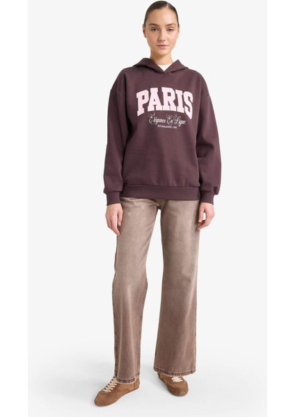 Relax Fit Kapüşonlu Baskılı Kalın Sweatshirt G7016AX25WN fiyatları