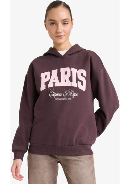 Relax Fit Kapüşonlu Baskılı Kalın Sweatshirt G7016AX25WN modelleri