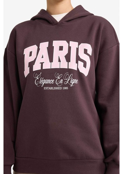 Relax Fit Kapüşonlu Baskılı Kalın Sweatshirt G7016AX25WN fırsatları