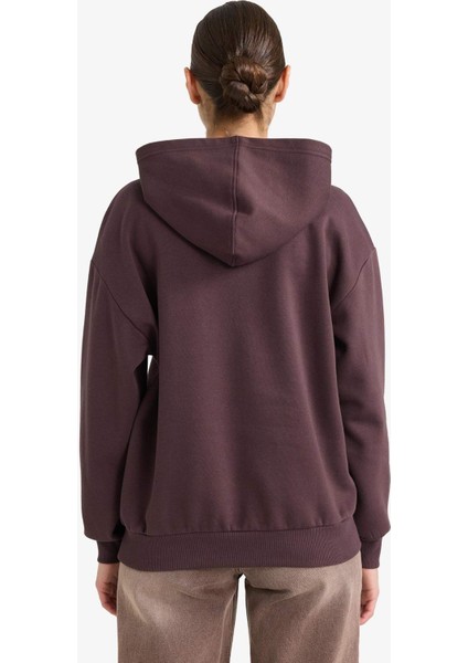 Relax Fit Kapüşonlu Baskılı Kalın Sweatshirt G7016AX25WN indirimleri