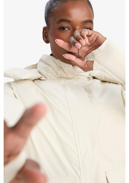 Su İtici Regular Fit Kapüşonlu Fermuarlı Cepli Kışlık Mont C6032AX25WN fırsatları