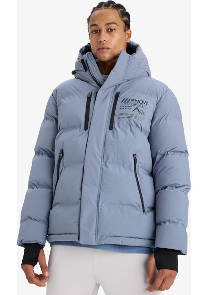 Su İtici Regular Fit Kapüşonlu Rüzgar Geçirmez Şişme Mont E9485AX25WN modelleri