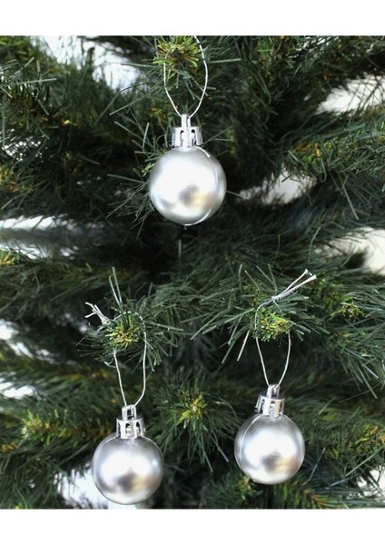 12 Adet Gümüş Renkli Yılbaşı Süsleri, Şık ve Parlak Dekoratif Toplar modelleri