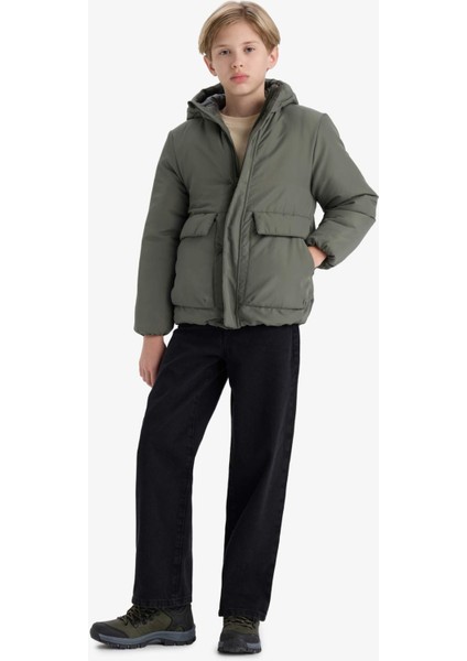 Erkek Çocuk Su İtici Kapüşonlu Fermuarlı Şişme Mont E7386A825WN fiyatları