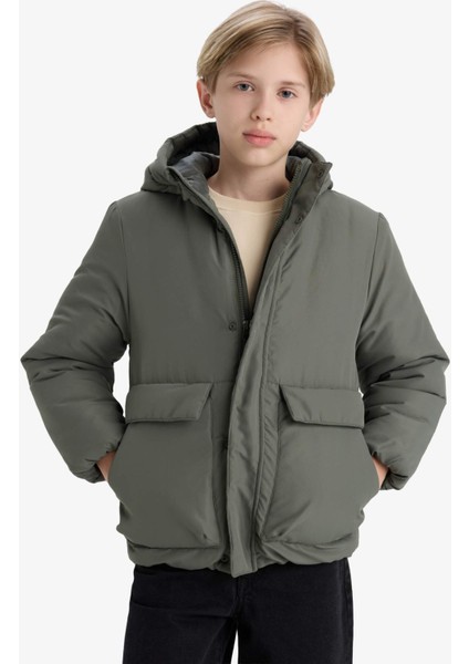 Erkek Çocuk Su İtici Kapüşonlu Fermuarlı Şişme Mont E7386A825WN modelleri