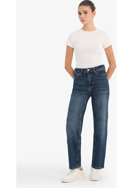 Comfort Straight Yüksek Bel Bilek Boy Jean Yıkamalı Pantolon D8154AX25AU fiyatları