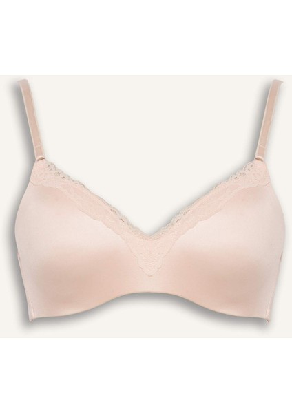 Dantel Detaylı Saten Kaplı Pedli Balensiz Tişört Bra G4698AX25WN