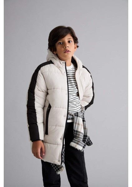 Erkek Çocuk Su Itici Kapüşonlu Polar Astarlı PARKA E9387A825WN