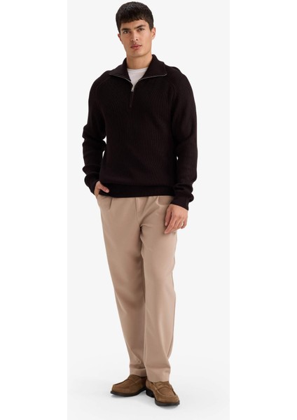 Standart Fit Balıkçı Yaka Yarım Fermuarlı Triko Kazak D4209AX25WN fiyatları