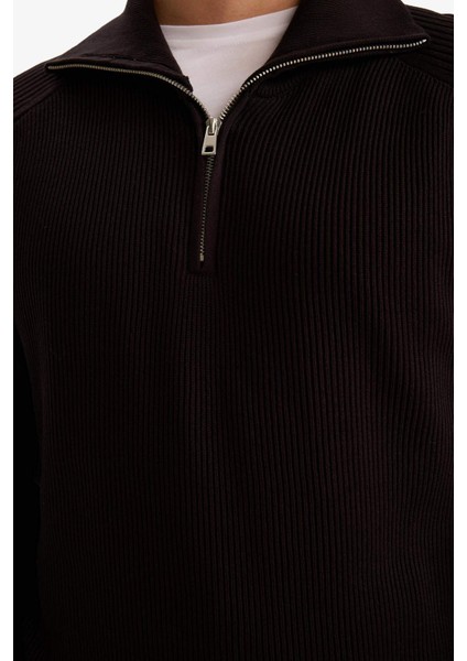 Standart Fit Balıkçı Yaka Yarım Fermuarlı Triko Kazak D4209AX25WN modelleri