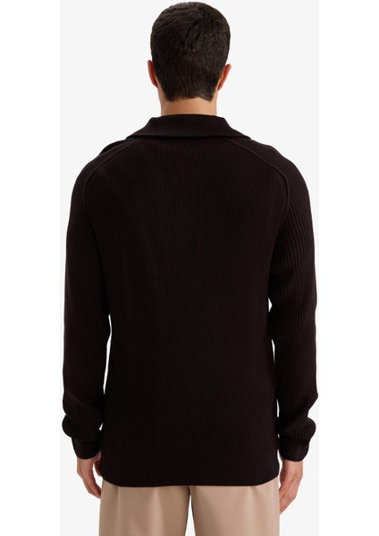 Standart Fit Balıkçı Yaka Yarım Fermuarlı Triko Kazak D4209AX25WN fırsatları