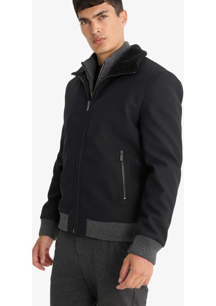 Su İtici Slim Fit Dar Kesim Suni Kürklü Yaka Astarlı Fermuarlı Ribanalı Cepli Suni Deri Mont C5633AX25WN