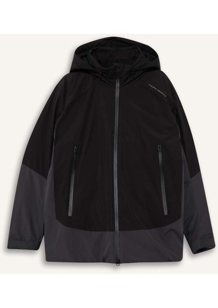 Su İtici Regular Fit Kapüşonlu Fermuarlı Rüzgar Geçirmez Mont E9486AX25WN