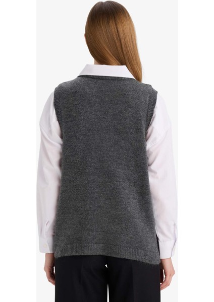 Regular Fit Bisiklet Yaka Nakışlı Triko Süveter G6355AX25WN indirimleri