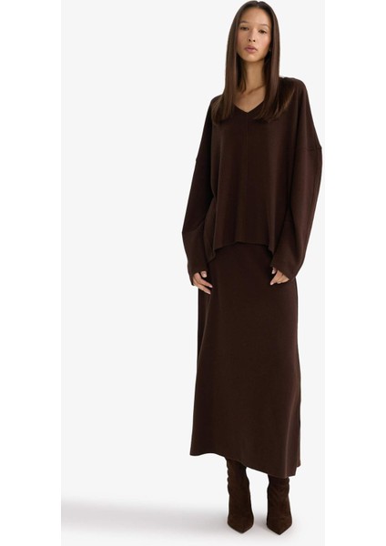 Relax Fit V Yaka Ribana Sweatshirt G6611AX25WN fiyatları