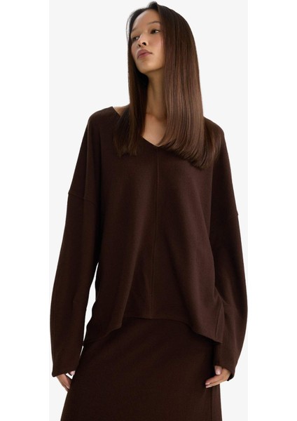 Relax Fit V Yaka Ribana Sweatshirt G6611AX25WN modelleri