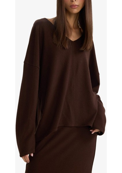 Relax Fit V Yaka Ribana Sweatshirt G6611AX25WN fırsatları