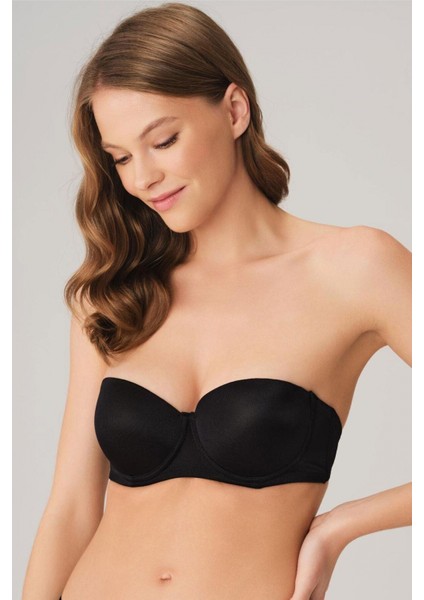 Pilelistore Balenli Destekli Dolgulu Askısız Straplez Günlük Klasik T-Shirt Sütyeni