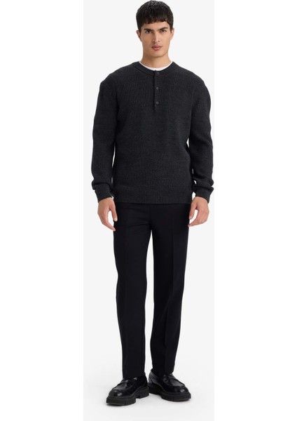 Standart Fit Düğmeli Yaka Triko Kazak F3118AX25WN fiyatları