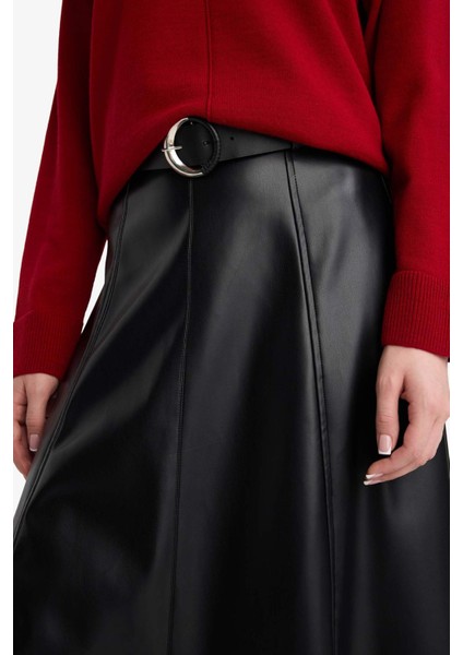 A Kesim Suni Deri Midi Etek G6663AX25WN indirimleri