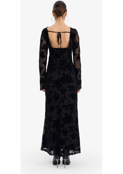 A Kesim Bisiklet Yaka Tül Uzun Kollu Elbise G7127AX25WN indirimleri