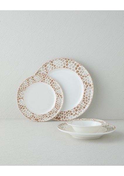 Tierra Bone Porselen Yemek Takımı 24 Parça 6 Kişilik Kahverengi