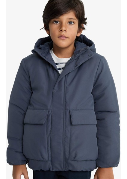 Erkek Çocuk Su İtici Kapüşonlu Fermuarlı Şişme Mont E7386A825WN modelleri