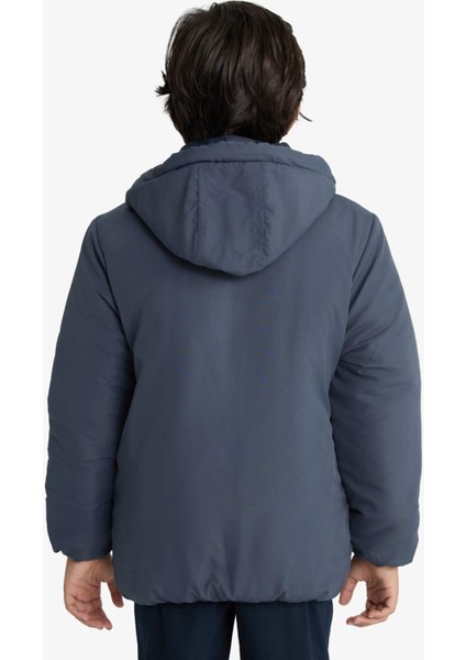 Erkek Çocuk Su İtici Kapüşonlu Fermuarlı Şişme Mont E7386A825WN