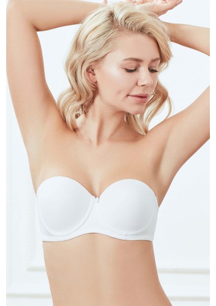 Pilelistore Balenli Desteksiz Dolgusuz Askısız Straplez Günlük Klasik T-Shirt Sütyeni