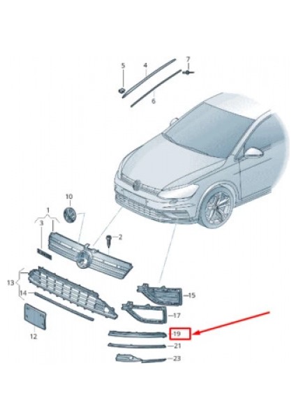 Volkswagen Golf- 7- 2017-2020 Ön Tampon Çeki Demirri Kapağı Gtı (Tw) Oem No (5G0807241AGRU)