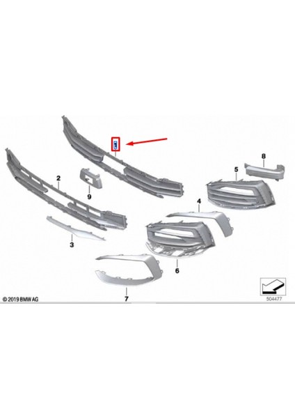 Bmw 1 Serı- 1 Serisi- 2020-2022 Sis Lamba Kapağı Sağ Parlak Sıyah (Tw) Oem No (51117459718)