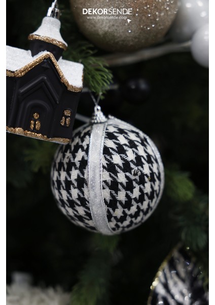 Yılbaşı Süsü Konik Desenli 3'lü Set Siyah Beyaz 10 Cm, Renkli, Şık ve Şaşırtıcı Dekorasyon