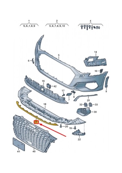 Audi A4 2015-2018 Arka Tampon Çeki Demirri Kapağı (Tw) Oem No (8W5807441GRU)