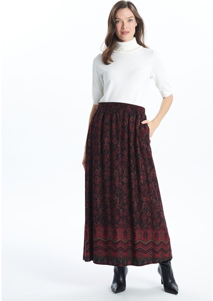 Yeni Sezon Beli Lastikli Desenli Kadın Etek
