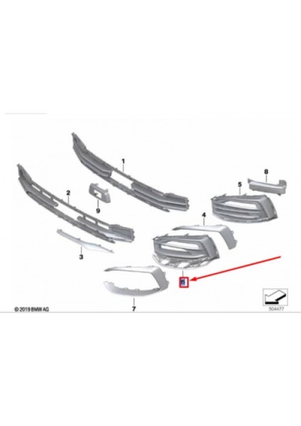 Bmw 1 Serı- 1 Serisi- 2020-2022 Sis Lamba Kapağı Sol Parlak Sıyah (Tw) Oem No (51117459717)