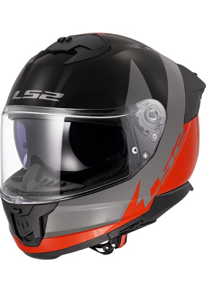 Stream 2 Thunderbız Gri-Turuncu Kapalı Motosiklet Kaskı