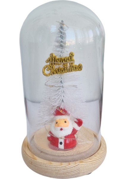 Renkli Işıklı Fanus Içinde Yılbaşı Biblo, 16 Cm, Dekoratif Süs