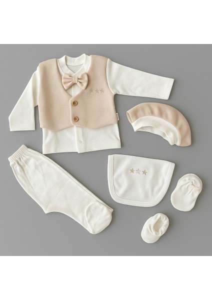 Erkek Bebek Krem-Kahve Düğün & Mevlüt Takımı 5’li Kutulu modelleri
