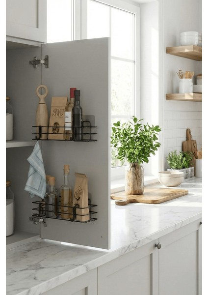 2'li Siyah Dolap Kapağı Yapışkanlı Raf Seti – Mutfak & Banyo Düzenleyici Metal Organizer fırsatları