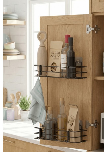 2'li Siyah Dolap Kapağı Yapışkanlı Raf Seti – Mutfak & Banyo Düzenleyici Metal Organizer indirimleri