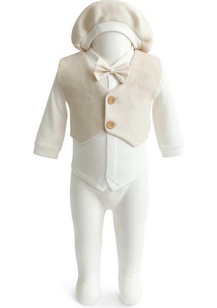 Erkek Bebek Krem-Kahve Düğün & Mevlüt Takımı 5’li Kutulu modelleri
