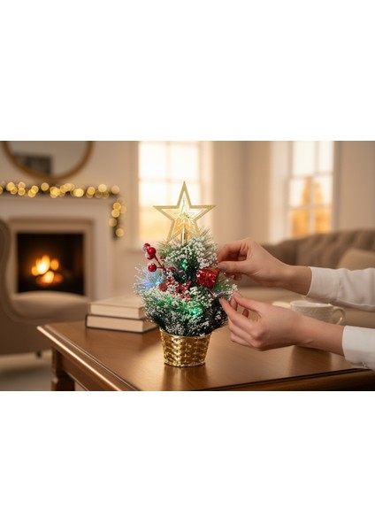 Renkli Yıldızlı Işıklı Yılbaşı Çam Ağacı, Süs ve Dekorasyon Için Harika Seçenek