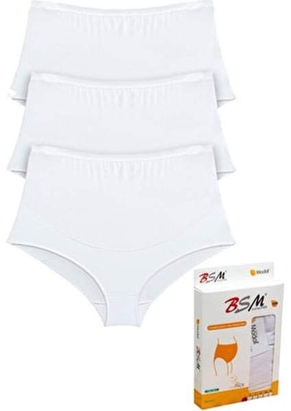 3'lü Kadın Beyaz Modal Geniş Hamile Külodu Nefes Alabilir Yumuşak Kumaş ile Gün Boyu Konfor