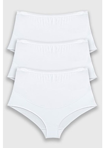 3'lü Kadın Beyaz Modal Geniş Hamile Külodu Nefes Alabilir Yumuşak Kumaş ile Gün Boyu Konfor