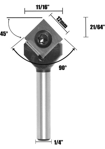 1/4inch Shanks Karbür Spoiler V-Flute 90 ° Tek Flüt Ruter Ruter Matkap Ucu Ucu Freze Freze Cuttters (Yurt Dışından) fiyatları
